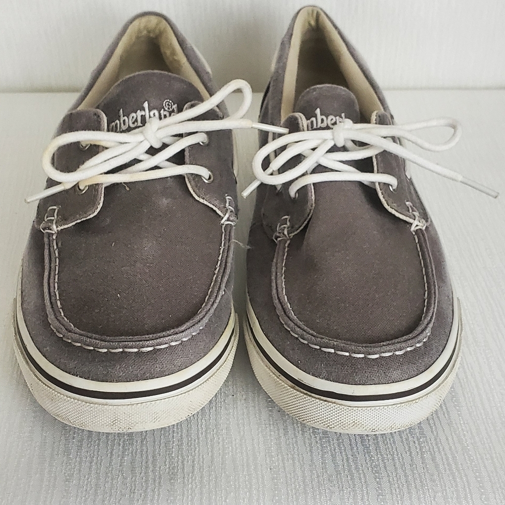 Timberland Grey Canvas Boat Shoes